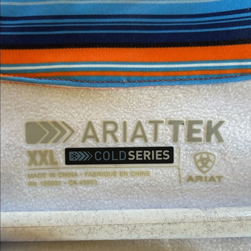 Ariat Men's Striped Zip-Up Sweater - Blue, Red, Orange - Picture 3 of 3